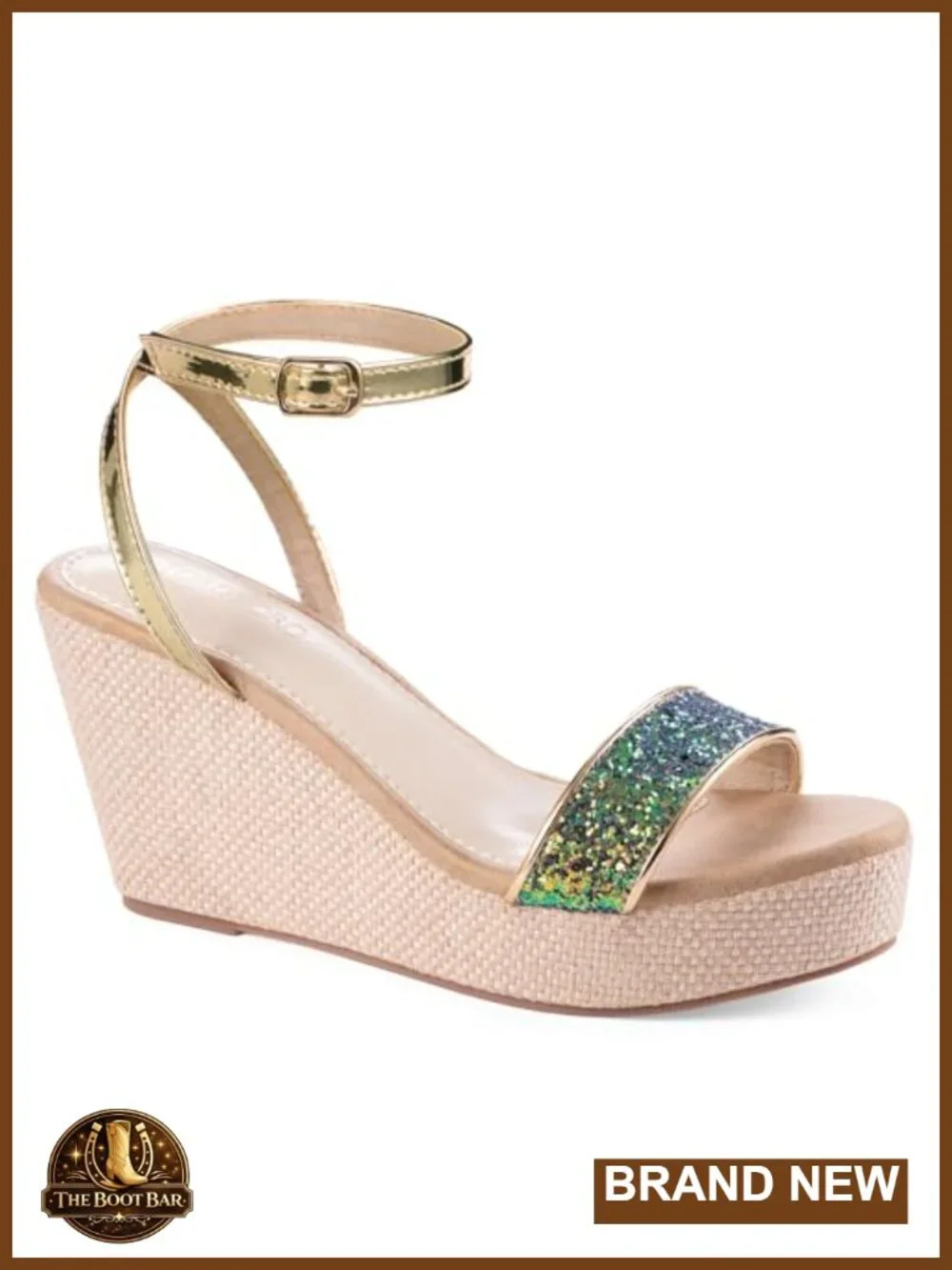 Women's Open Toe Crossband Wedge Sandals with Cushioned Insole
